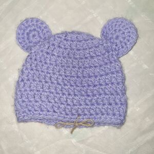 Hand knitted purple girls hats 2t